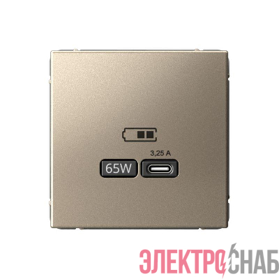 Розетка USB ArtGallery тип C 65Вт QC PD высокоскор. ЗУ механизм шампань SE GAL000527