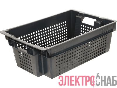 Ящик 600х400х200 1,5кг. дно сплошное, стенки перфорированные  чёрный 102-1 102-1