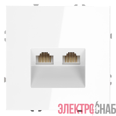 Розетка компьютерная 2-м СП S70 RJ45 + RJ45 кат.6 механизм бел. глянцевый Voltum VLS060201