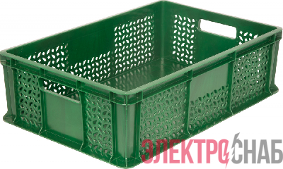 Ящик 600*400*180 мм дно сплош.стенки перф.с ручками зеленый 706.02.01 м 706.02.01 м