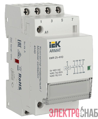 Контактор модульный KMR 25А 24В AC/DC 4НО ARMAT IEK AR-KMR20-025-40-024