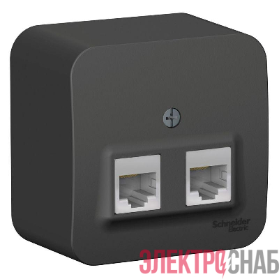 Розетка компьютерная 2-м ОП Blanca RJ45 кат.5E с изолир. пластиной антрацит SE BLNIA045456