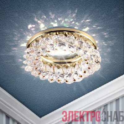 Светильник DK16 GD/WH декор "круглый с мелкими хрусталиками" зол./прозр. ЭРА C0043749