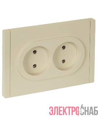 Розетка 2-м СП FORTE&PIANO FP426 10А без заземл. без защ. шторок безвинт. крепл. ваниль IEK FP-R20-10-1-K10