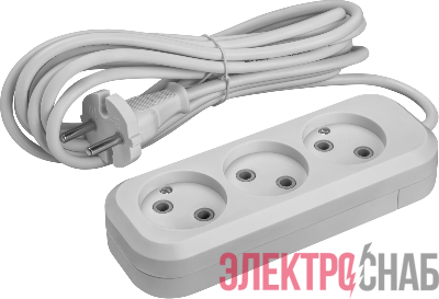 Удлинитель 3х3м без заземл. 10А IP20 90508 OPE-S-03-300-X-2х1 ОНЛАЙТ 90508
