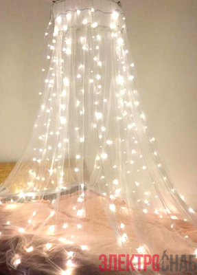 Гирлянда светодиодная "Пучок" 7 нитей 1.8м 126LED тепл. бел. 220В провод зел. КОСМОС KOC_TRE-V71