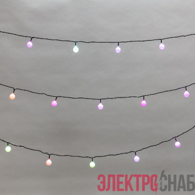 Гирлянда светодиодная "Шарики" 5м d25мм 25LED RGB ПВХ темн. зел. Neon-Night 303-550