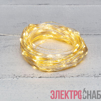 Гирлянда светодиодная "Роса" 20м 200LED тепл. бел. 3.6Вт IP44 с трансф. Neon-Night 303-206