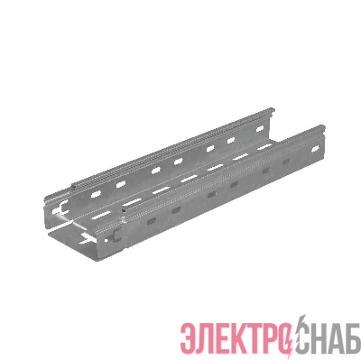 Лоток листовой перфорированный 100х50 L3000 сталь 0.7мм "БЫСТРЫЙ МОНТАЖ ПЛЮС" LPplus50-100-0.7-3000 оцинк. КМ PL0202