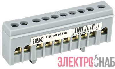Шина L &amp;quot;фаза&amp;quot; в корп. изол. на DIN-рейку ШНИ-6х9-10-К-Ср IEK YNN10-69-10KD-K02
