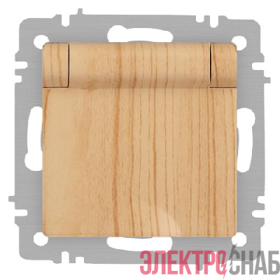 Розетка 1-м СП Accent 6-203-11 16А IP20 250В 2P+E Schuko с крышкой AL/CU сосна Intro Б0063479