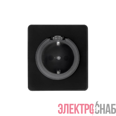 Розетка 1-м СП ROUND MIELE 16А с заземл. защ. шторки и крышкой оникс Kranz KR-78-0702-3