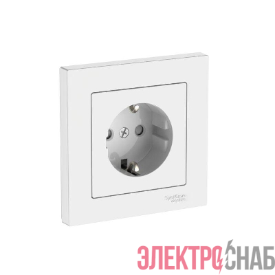 Розетка AtlasDesign 16А с заземл. защ. шторки быстрозажим. клем. в сборе бел. SE ATN000144S