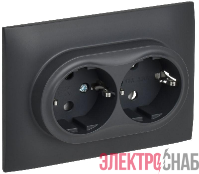 Розетка 2-м SKANDY 16А с заземл. без защ. шторок в сборе SK-R08T титан IEK SK-R21-16-K48-F