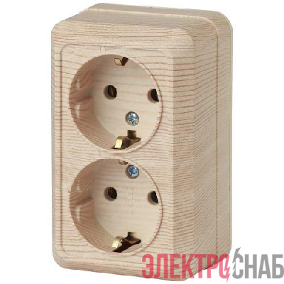 Розетка 2-м ОП Quadro 2-204-11 16А IP20 250В 2х2P+E Schuko сосна Intro Б0053807