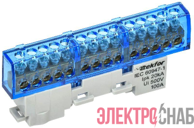 Шина TEKFOR N "ноль" неизол. на универс. держ. 6х9-14-С IEK TF-NN10-14-DL-K07