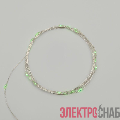 Гирлянда светодиодная "Роса" 2м 20LED зел. 2Вт 4.5В IP20 провод прозр. Neon-Night 303-008