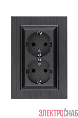 Розетка 2-я Karea LINE STAR с заземл. дым. металлик Makel 86050082