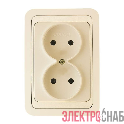 Розетка 2-м СП Mimoza 16А IP20 без заземл. крем./крем. Makel 25017