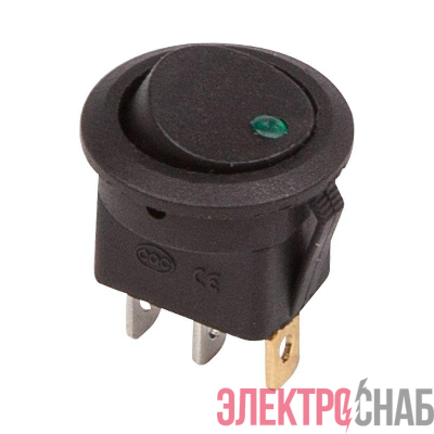 Выключатель клавишный круглый 12В 20А (3с) ON-OFF черн. подсветка зел. (RWB-215 MIRS-101Е-8С/D) Rexant 36-2583