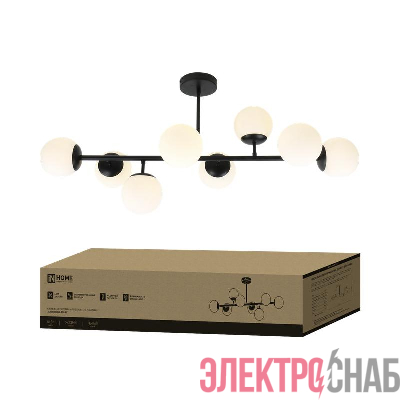 Светильник AURORA LUNA-8G9-BL 8xG9 потолочн. под лампу; плафоны матов./корпус черн. IN HOME 4690612062761