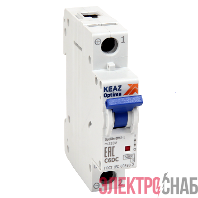 Выключатель автоматический модульный 1п C 4А OptiDin BM63-1C4-DC-УХЛ3 КЭАЗ 261167