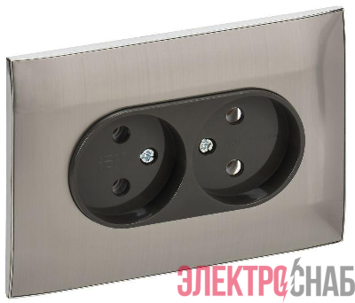 Розетка 2-м SKANDY 10А без заземл. без защ. шторок в сборе SK-R10N никель IEK SK-R20-10-K50-F