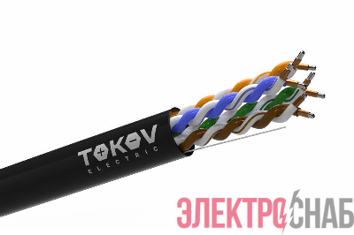 Кабель витая пара U/UTP 4х2х24 AWG кат.5E CCA PE outdoor Fluke tested 305м (м) TOKOV ELECTRIC TKL-C06-U42CCA-5E-305-OD