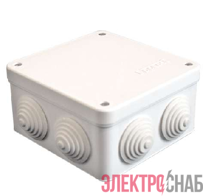 Коробка распределительная ОП 105х105х56мм IP54 7 выходов 4 гермоввода крышка на винтах бел. Epplast 110041