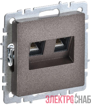 Розетка двойная СП RJ11+RJ45 кат.5E BRITE РК/Т12-БрТБ механизм бронза IEK BR-KT20-O-1-K45