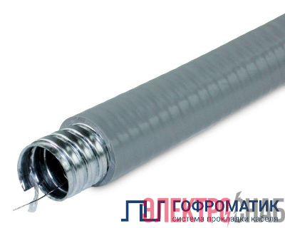 Металлорукав в ПВХ изоляции МПГ НГ толстостенный 32 с протяжкой сер. (уп.20м) ГОФРОМАТИК zeta42854