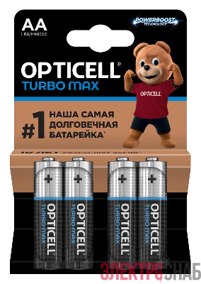 Элемент питания алкалиновый AA/LR6 (блист. 4шт) Turbo Max Opticell 6053003