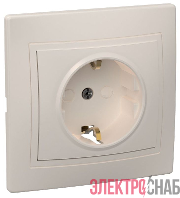 Розетка 1-м СП Кварта РСш10-3-Км 16А IP20 с заземл. защ. шторки керамика крем. GENERICA ERK14-K33-16-K