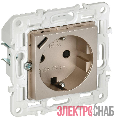 Розетка SKANDY 18Вт 16А с заземл. защ. шторки с USB C SK-R17Sh шампань IEK SK-R14-16-U14-018-K37