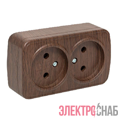 Розетка 2-м ОП Минск 10А IP20 без заземл. темн. дерево EKF EGR10-102-40