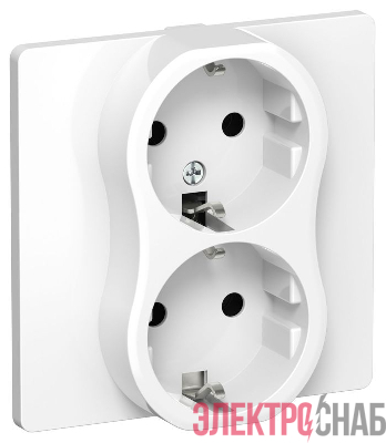 Розетка 2-м СП FLITE РС12-0-К-ФлБ 16А с заземл. без защ. шторок в сборе механизм бел. IEK FI-R21C-16-K01