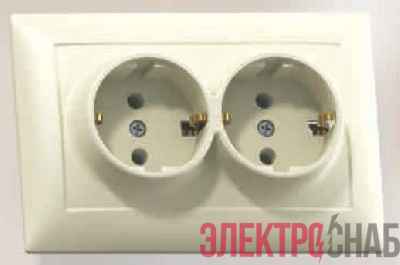 Розетка 2-м СП Селена РС16-372 16А IP20 с заземл. сл. кость Кунцево 8148