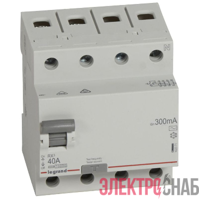 Выключатель дифференциального тока (УЗО) 4п 40А 300мА тип AC RX3 ИЭК Leg 402071