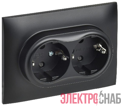 Розетка 2-м SKANDY 16А с заземл. защ. штроки в сборе SK-R07Bl черн. IEK SK-R24-16-K02-F