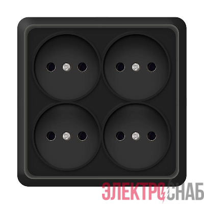 Розетка 4-м ОП Олимп 16А IP20 квадрат без заземл. черн. Universal 2220