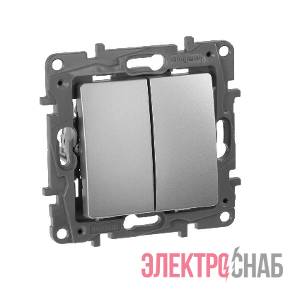 Выключатель 2-кл. СП Etika 10А IP20 250В 10AX авт. зажимы механизм алюм. IEK 672402
