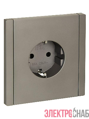 Розетка СП FORTE&PIANO FP513 16А с заземл. защ. шторки безвинт. крепл. сталь IEK FP-R14-16-1-K46