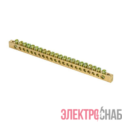 Шина PEN "ноль-земля" 8х12 22 отвер. латунь крепеж по краям PROxima EKF sn0-125-22-k