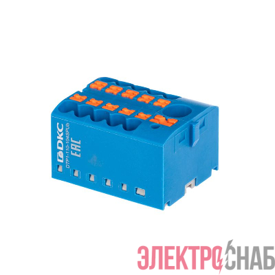 Блок распределительный зажим push-in 1 ввод 6кв.мм 10 точек подключения 25кв.мм син. DKC DTP1-110-104SPUB