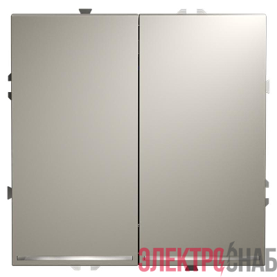 Переключатель проходной 2-кл. СП S70 10А с подсветкой механизм кашемир Voltum VLS020403