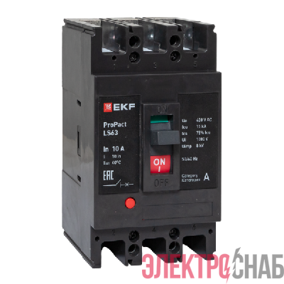 Выключатель автоматический 3п 10А 15кА LS63 ProPact EKF mccb-63-15-3-10-ls