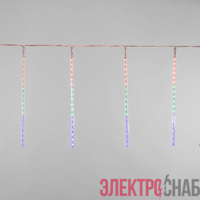 Гирлянда светодиодная "Тающие сосульки" 3.5м 8шт х50см шаг 50см 288LED мультиколор 3.6Вт 230В IP20 трансф. в компл. провод черн. Neon-Night 256-319-6