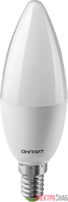 Лампа светодиодная 61 958 OLL-C37-10-230-6.5K-E14-FR 10Вт свеча 6500К холод. бел. E14 1000лм 176-264В ОНЛАЙТ 61958