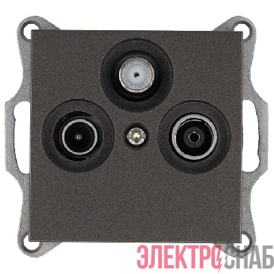 Розетка телевизионная проходная TV + FM + SAT 3-м Ф9.5мм механизм мокко Jasmart G6207Z