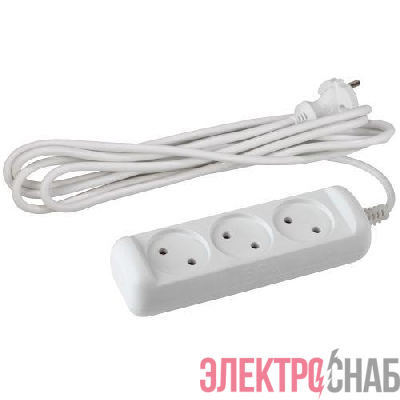 Удлинитель 3х3м без заземл. 10А IP20 U-3-3m-2х1 ПВС 2х1 Эра Б0028355